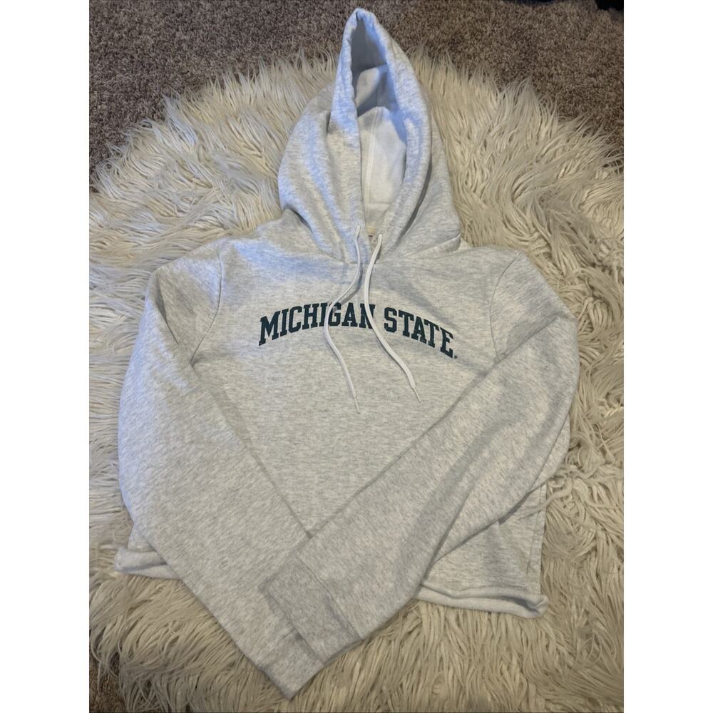 League Brand Michigan State University Spartans Women’s Cropped Grey Hoodie